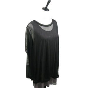 LOGO by Lori Goldstein Lined Bodice Semi-Sheer Blouse/Top Size 1X